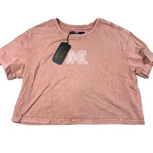 Pro Standard Womens Medium Michigan Wolverines Tonal Neutral Boxy Cropped Top NW